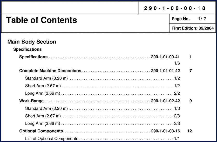 Hitachi Sumitomo SH290 2004 Technical Manual cover