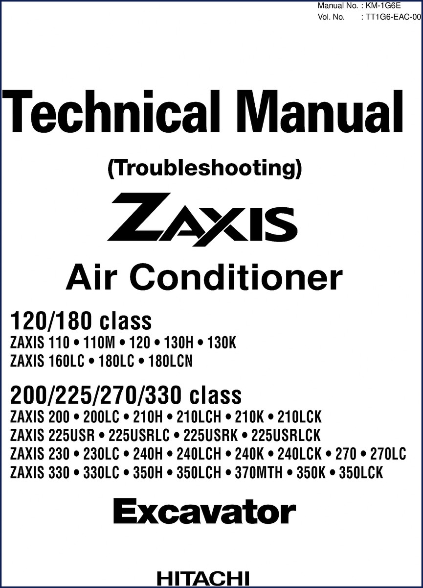 Hitachi Sumitomo ZAXIS Troubleshooting Manual cover - 138 pages OEM factory document