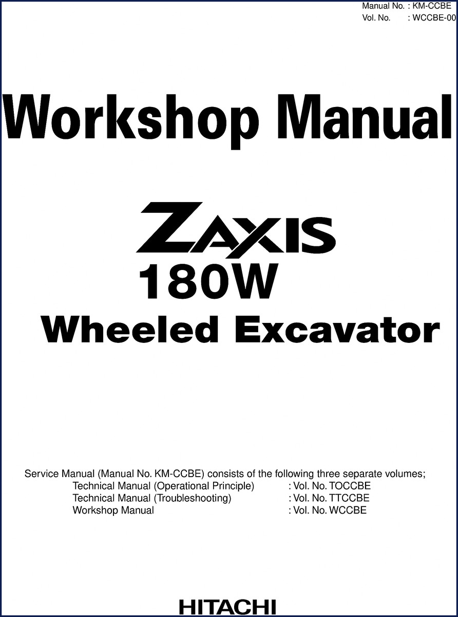 Hitachi Sumitomo ZAXIS 180W Workshop Manual cover - 719 pages factory service manual