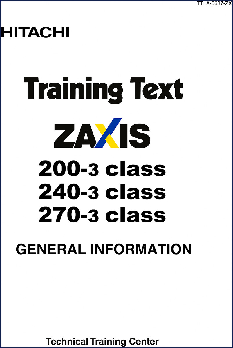 Hitachi Sumitomo ZAXIS 200-3 training manual cover - 68 pages OEM document