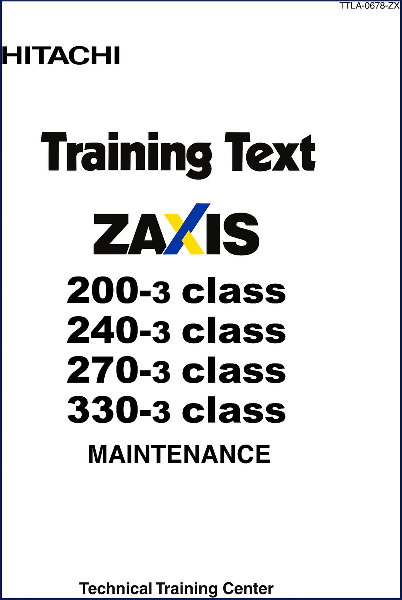 Hitachi Sumitomo ZAXIS 200-3 training manual cover 143 pages