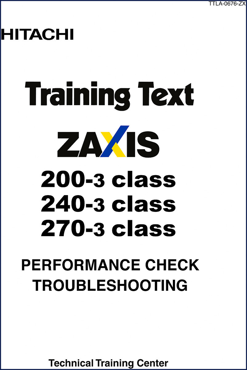Hitachi Sumitomo ZAXIS 200-3 240-3 270-3 Training Manual cover - 603 pages
