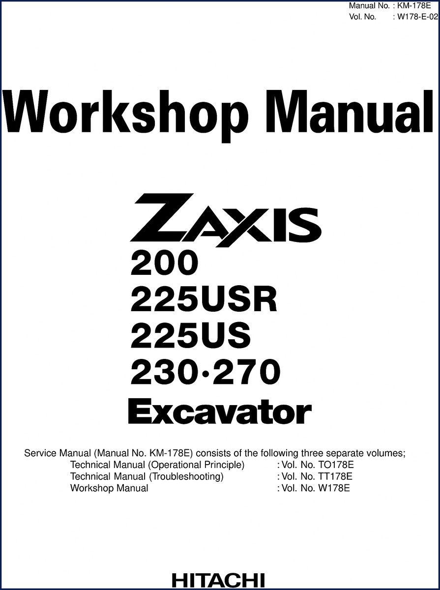 Hitachi Sumitomo ZAXIS series excavator workshop manual cover
