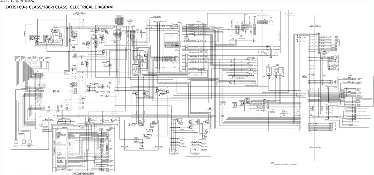 Cover of Hitachi Sumitomo ZAXIS160-3 and ZAXIS180-3 OEM wiring diagram manual – 16 pages