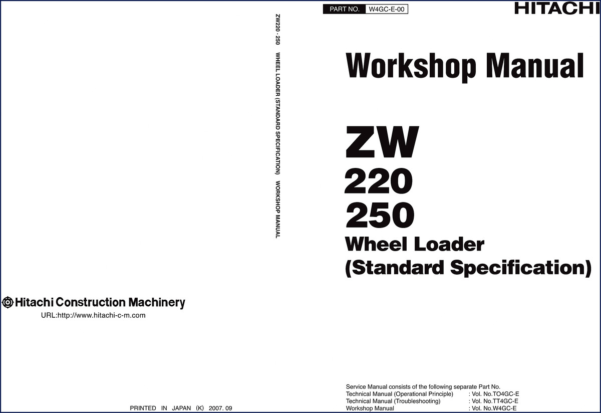 Hitachi Sumitomo ZW220 ZW250 2007 Workshop Manual cover – factory OEM document