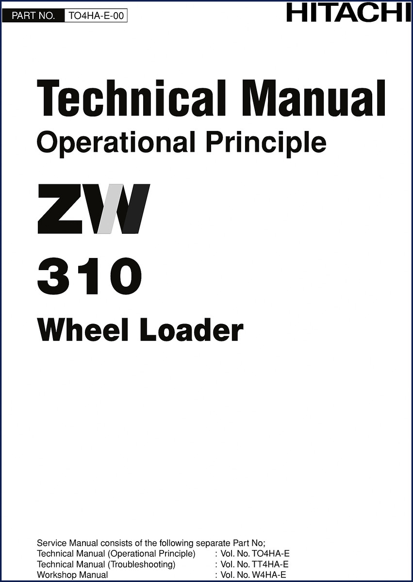 Hitachi Sumitomo ZW310 Technical Manual cover - OEM factory service manual for wheel loader