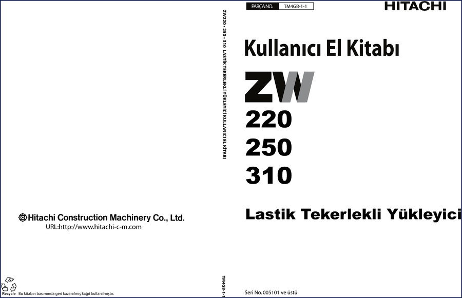 Fiat-hitachi ZW220 ZW250 ZW310 User Manual cover - 329 pages OEM operator manual
