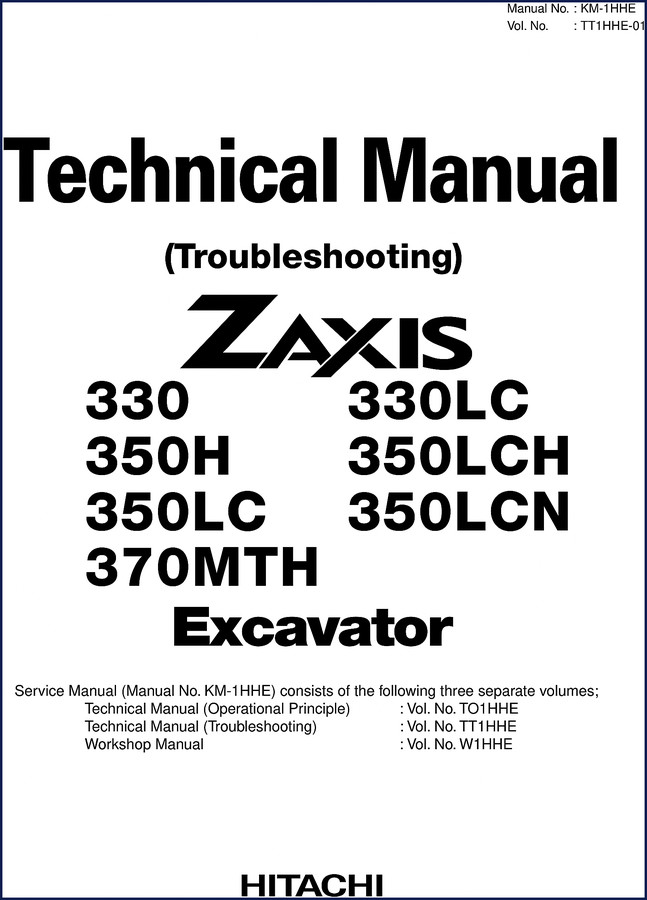Hitachi Sumitomo ZX330 excavator technical manual cover showing 330LC 350H 350LCH 370MTH models