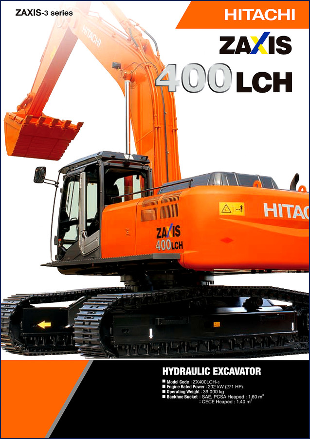 Fiat Hitachi ZX400LCH-3 Technical Manual cover - 13-page OEM document for ZX400LCH-3 hydraulic excavator