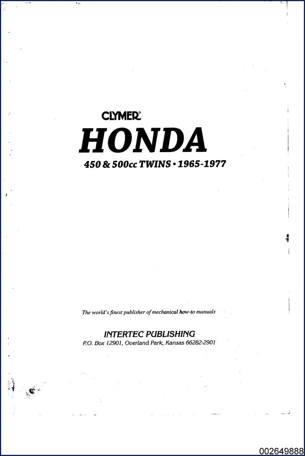Honda 450 500 twins repair manual 1978 Clymer factory specifications