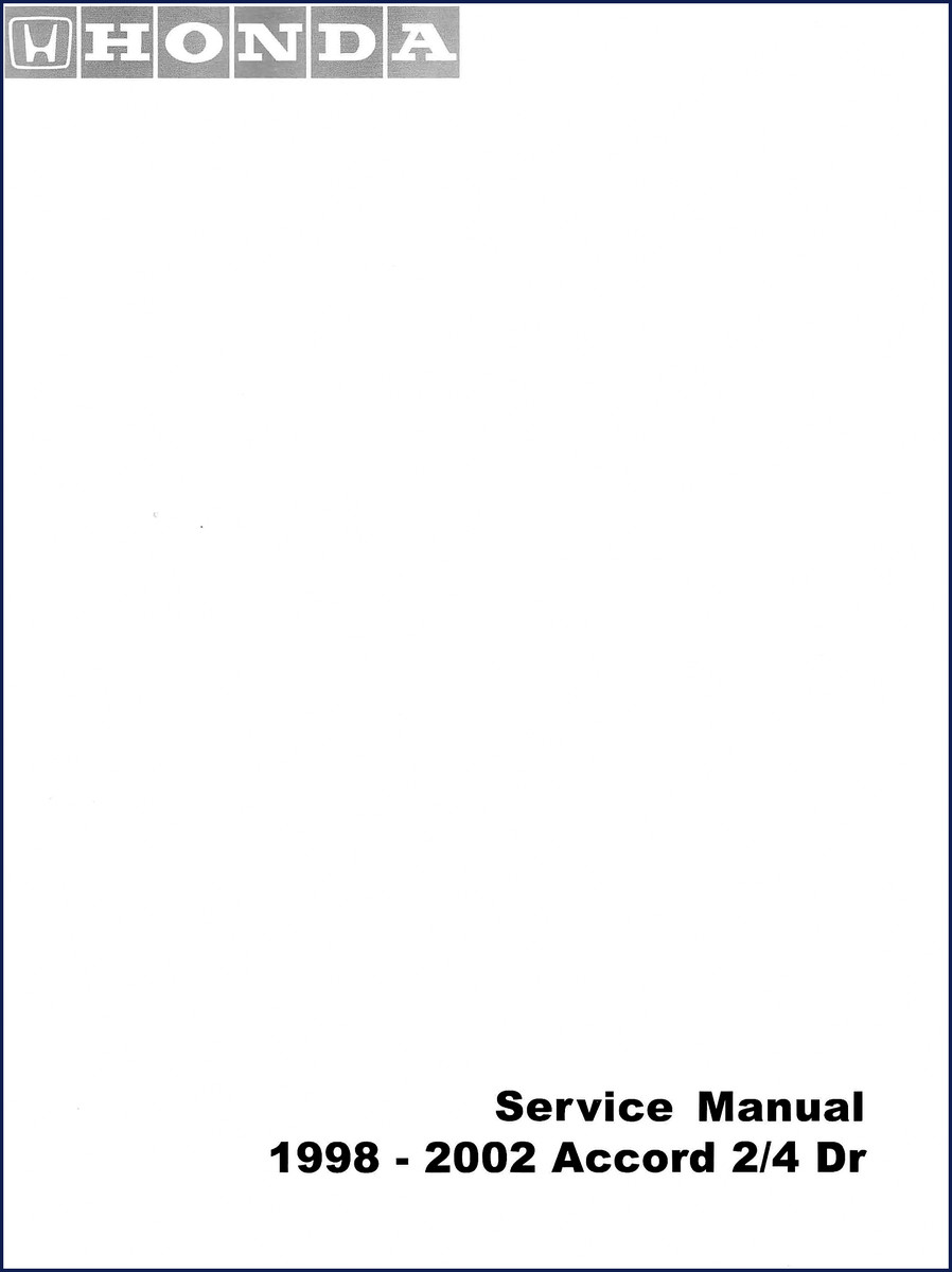 1998-2002 Honda Accord Service Manual cover page - factory OEM repair manual 2520 pages
