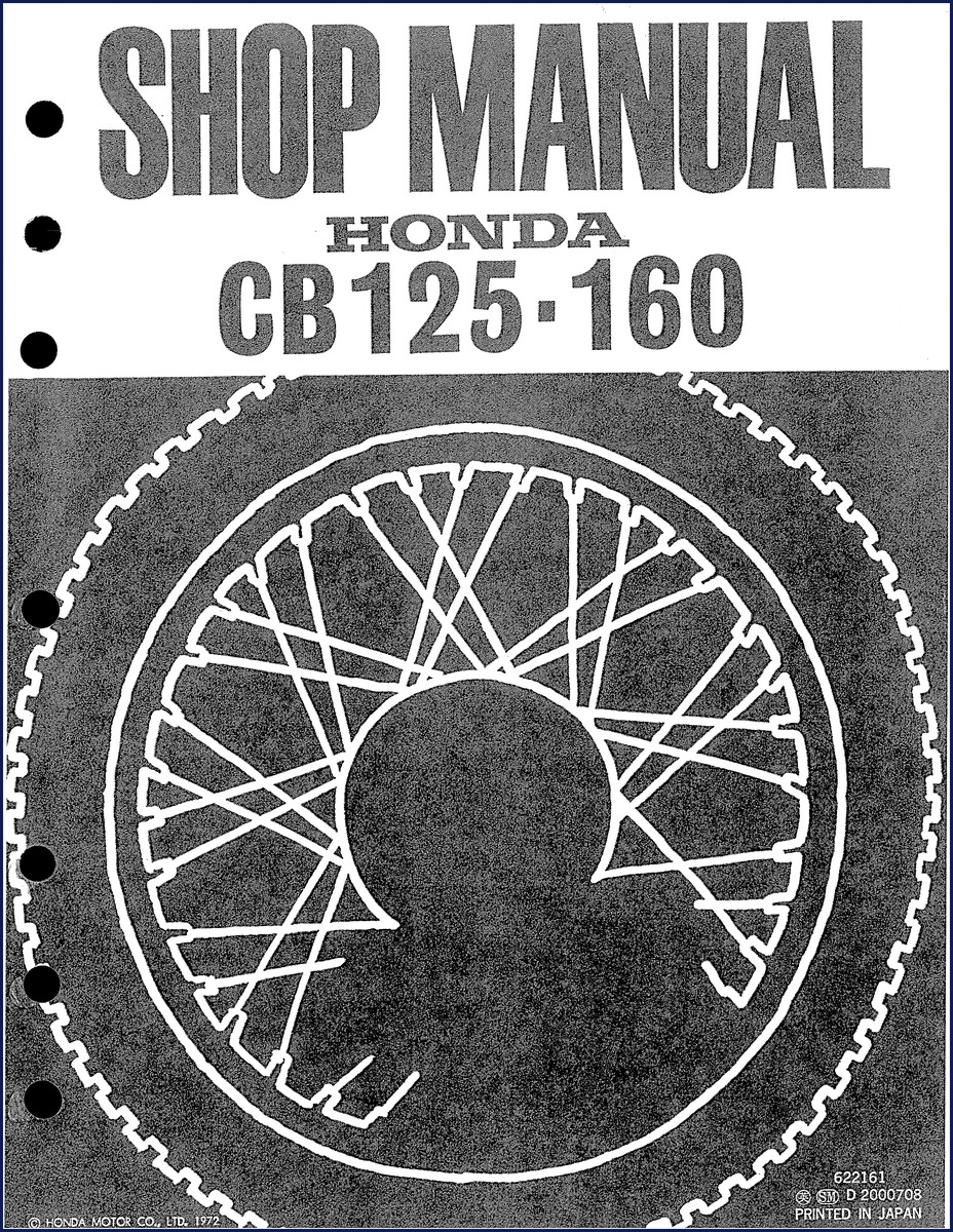 1972 Honda CB125 CB160 Workshop Manual cover page