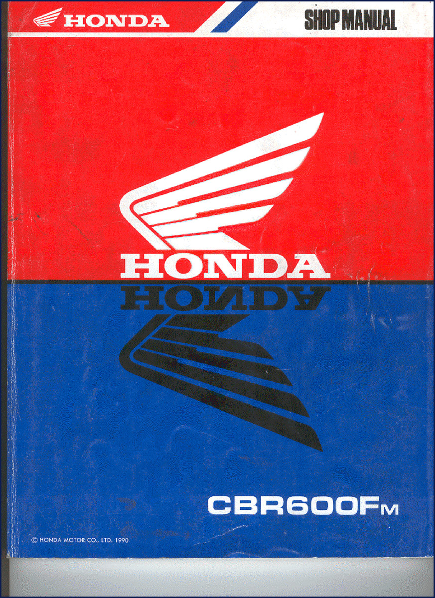 1990 Honda CBR600F Service Manual cover showing bike and factory documentation