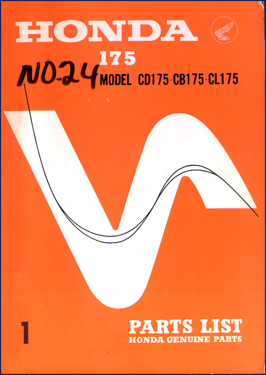 1967 Honda 175 Parts Catalog cover showing CD175 CB175 CL175 models