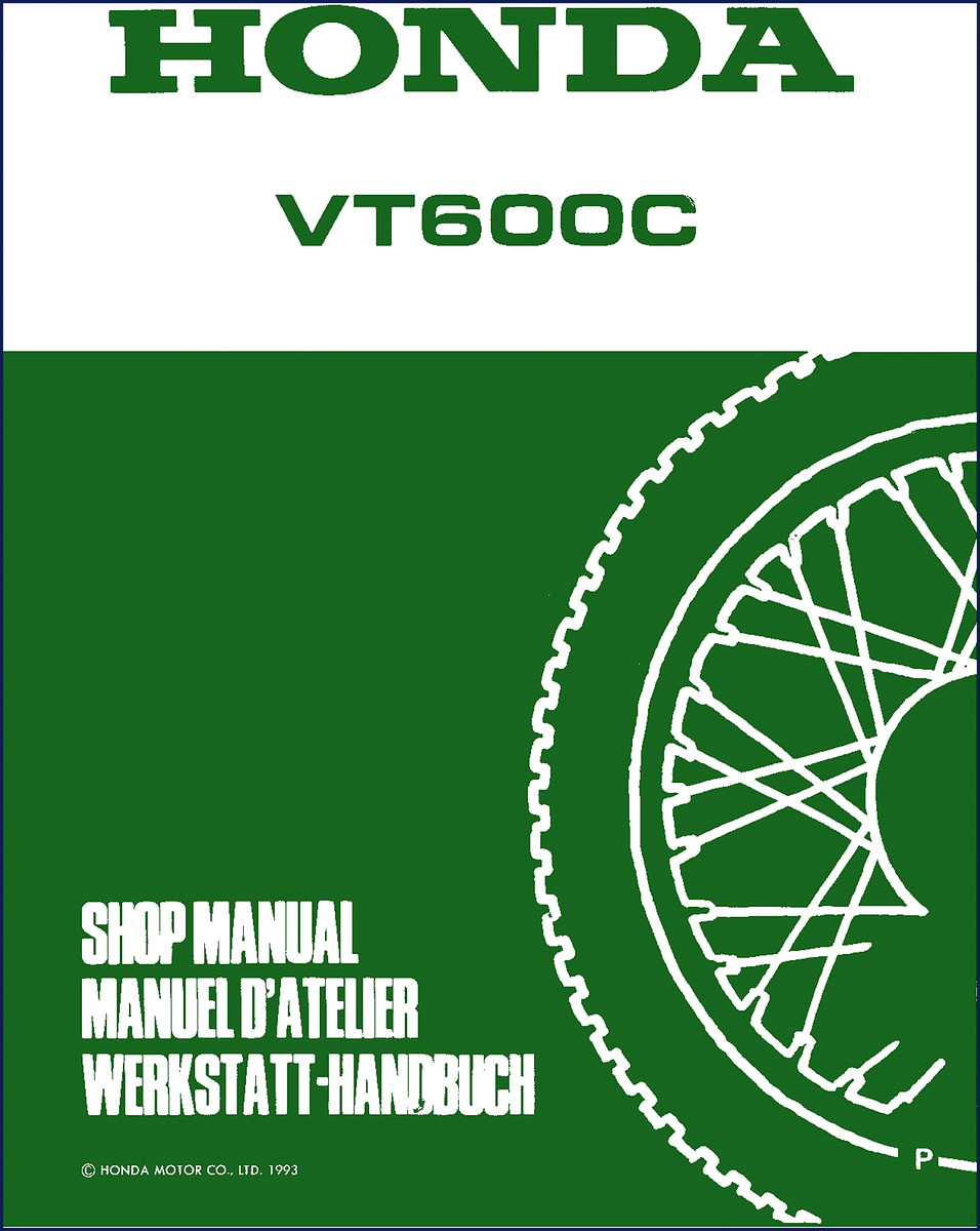 1993 Honda VT600C Workshop Manual cover showing Shadow VT600C and OEM part number