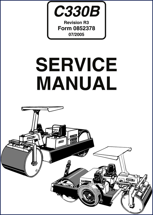 2005 Hypac C330B Service Manual cover showing steel wheel compactor and warning labels