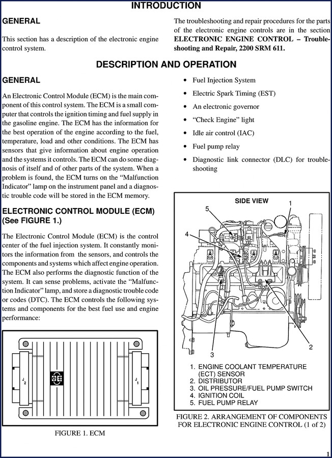 Hyster 2200 SRM 611 Technical Manual cover page showing ECM and engine control diagram