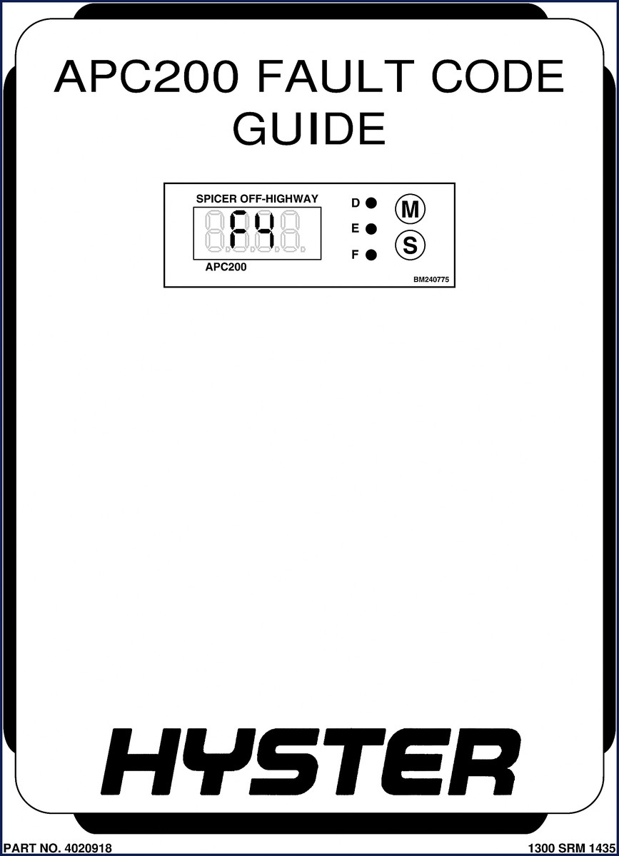 Hyster APC200 diagnostics manual 42 pages OEM fault code guide