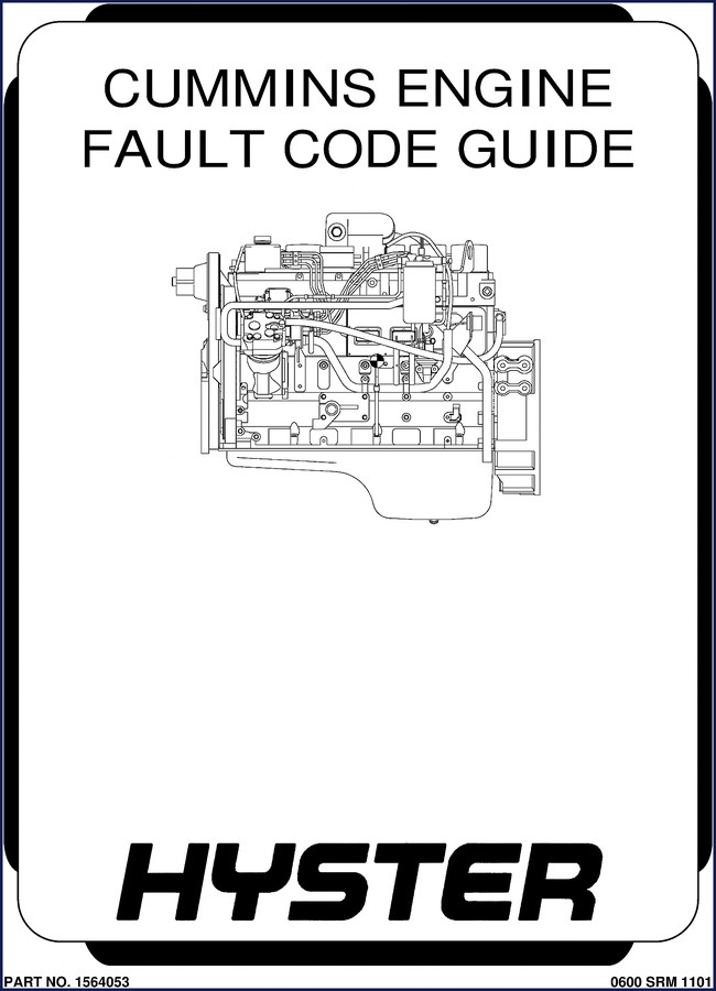 2015 Hyster Cummins Engine Diagnostics Manual cover showing fault code guide and safety warnings