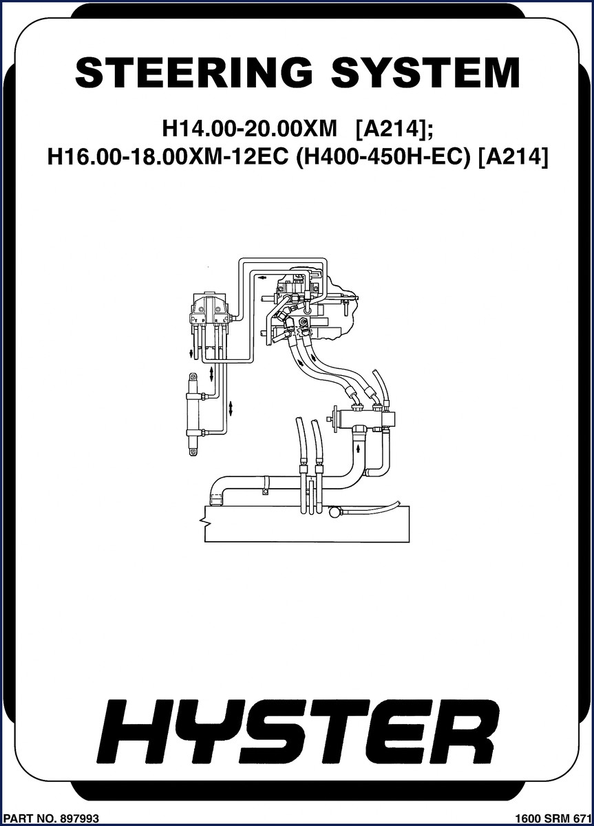 Hyster H14.00XM steering service manual cover – 26 pages OEM factory repair document