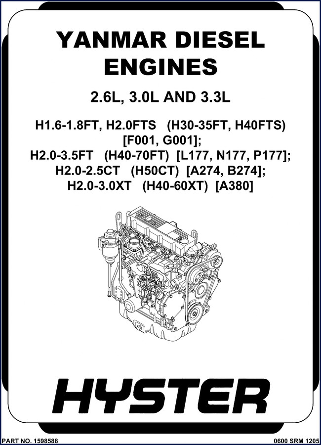 Hyster H2.0FTS H2.0FT H3.5FT H1.6FT H1.8FT service manual cover with Yanmar diesel engine diagram
