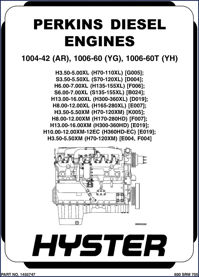 Hyster S6.00-7.00XL, H6.00-7.00XL, H3.50-5.00XL, S3.50-5.50XL, H13.00-16.00XL service manual cover 132 pages OEM