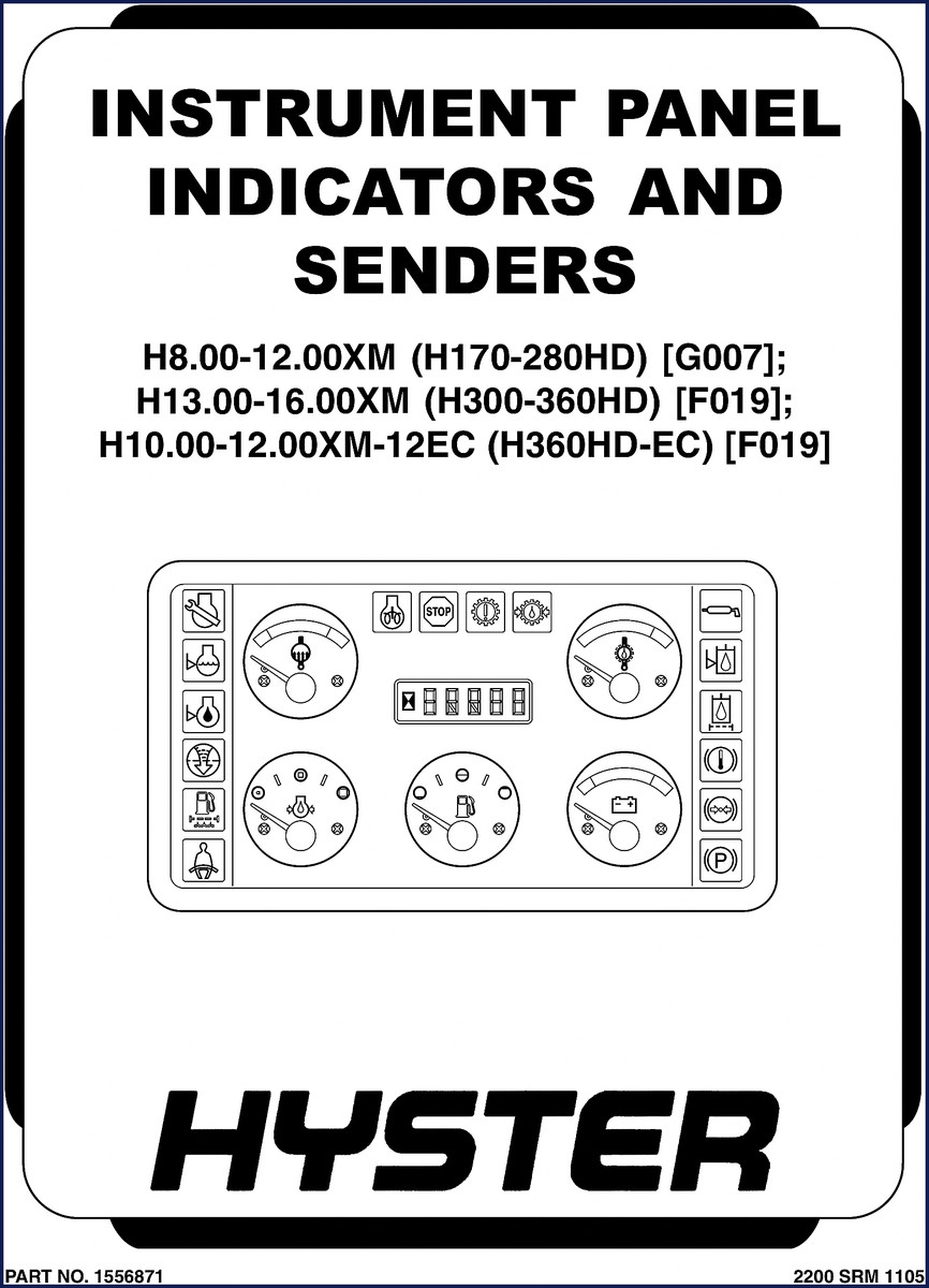 Hyster H8.00-12.00XM service manual cover - 22 pages OEM factory document