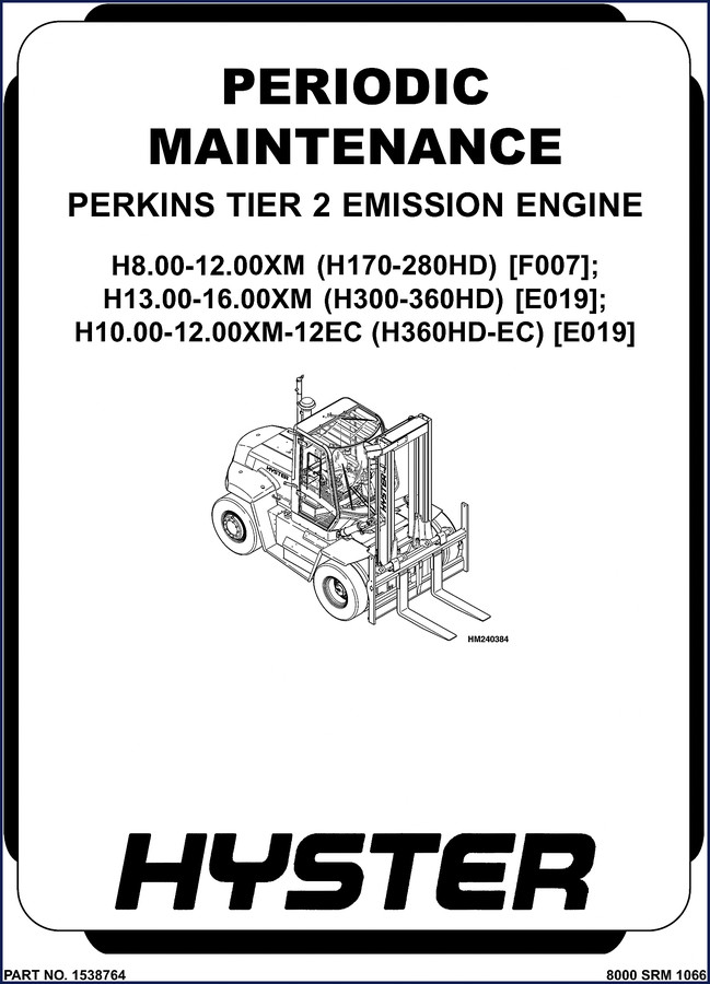 Hyster H8.00-12.00XM H13.00-16.00XM H170-280HD H300-360HD Service Manual cover page