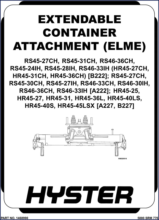 Hyster RS45-27CH Elme attachment service manual 2006 214 pages cover