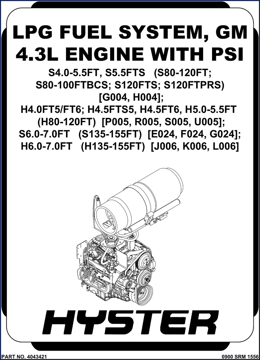 Hyster S4.0FT S5.5FT S5.5FTS H4.0FT5 H4.5FTS5 service manual cover - LPG fuel system OEM document