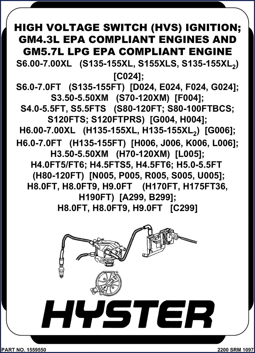 Hyster S6.00-7.00XL Service Manual 40 pages OEM factory specifications