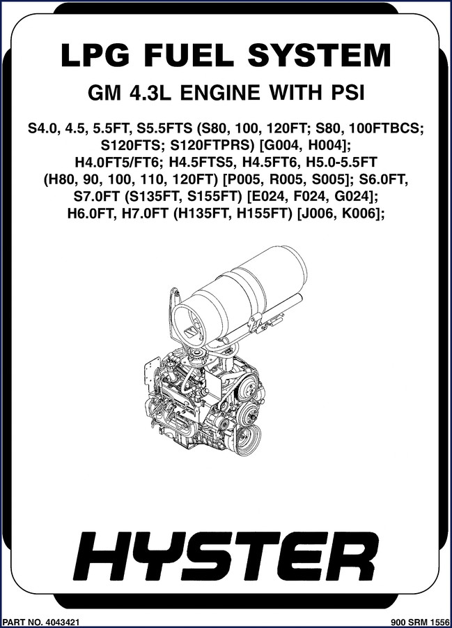 Hyster S80FT 2013 Service Manual cover showing LPG fuel system section