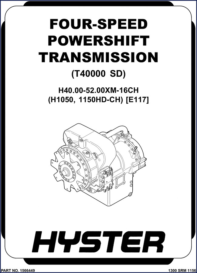 Hyster T40000 SD four-speed powershift transmission service manual cover – 176-page OEM document