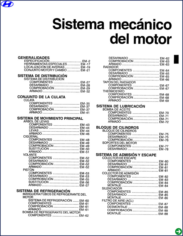 Hyundai 1.5 L, 1.6 L, 1.8 L Technical Manual 88 pages factory specifications