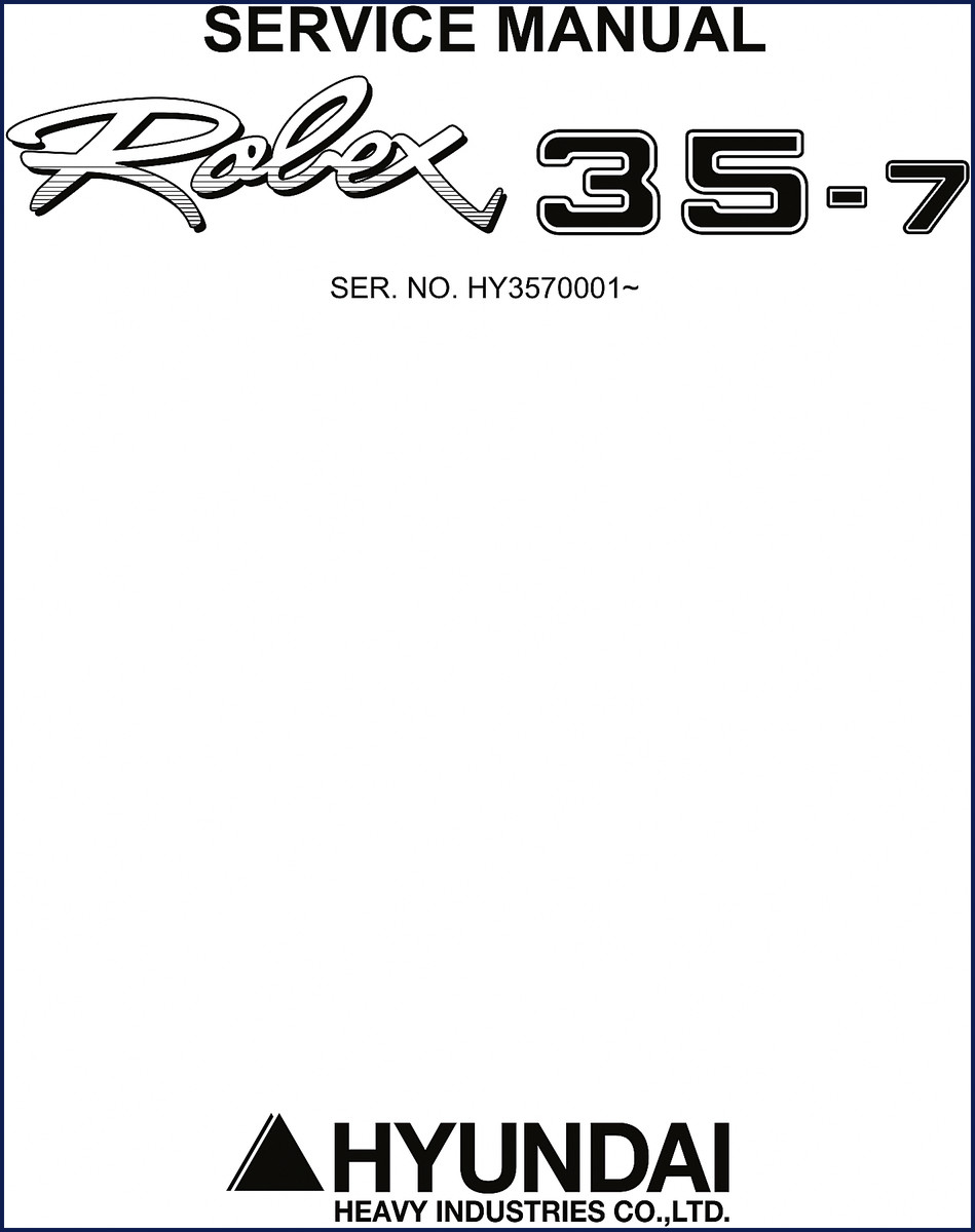 Hyundai 35-7 Service Manual cover – 142 pages OEM factory service manual for excavator repair