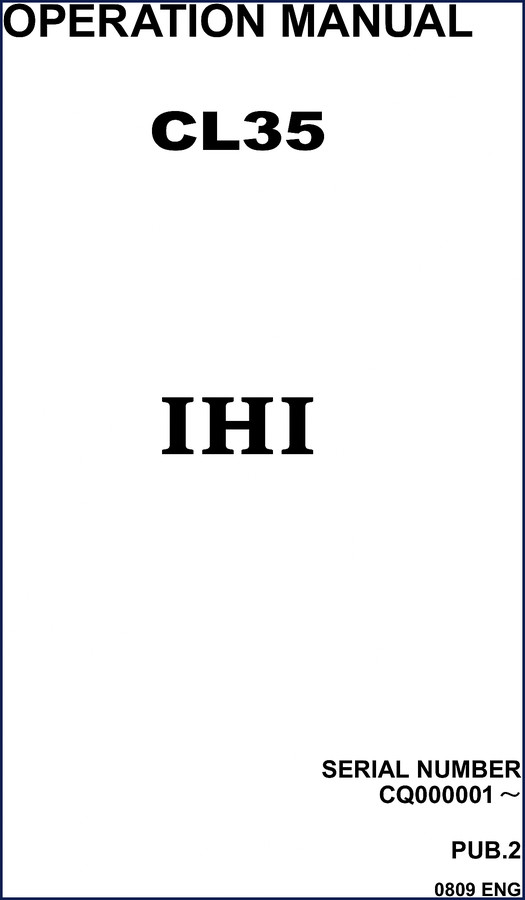 Ihimer CL35 Operators Manual cover page showing compact excavator and PUB.2 0809 ENG
