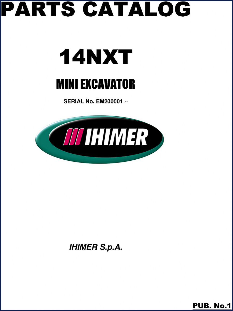 Ihimer 14NXT parts catalog cover – OEM mini excavator manual