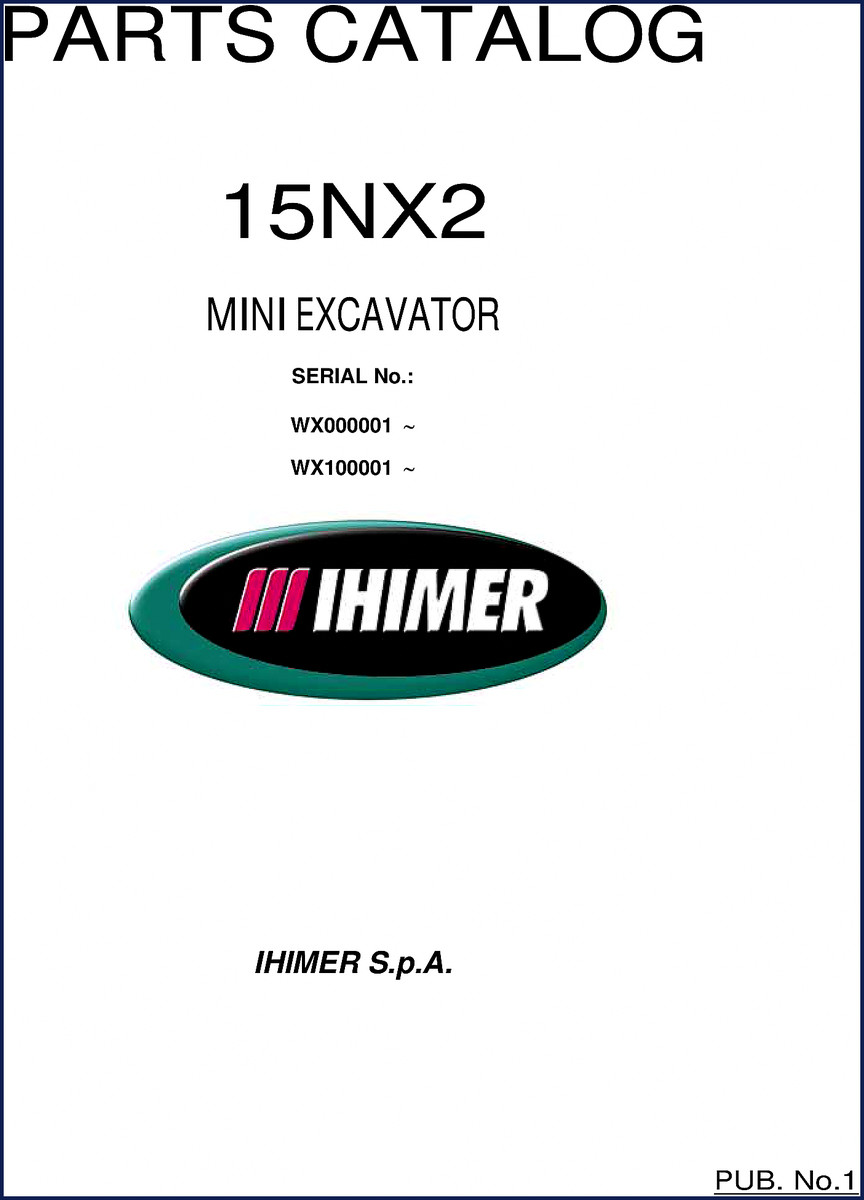 Ihimer 15NX2 Parts Catalog cover – factory OEM parts manual for mini excavator