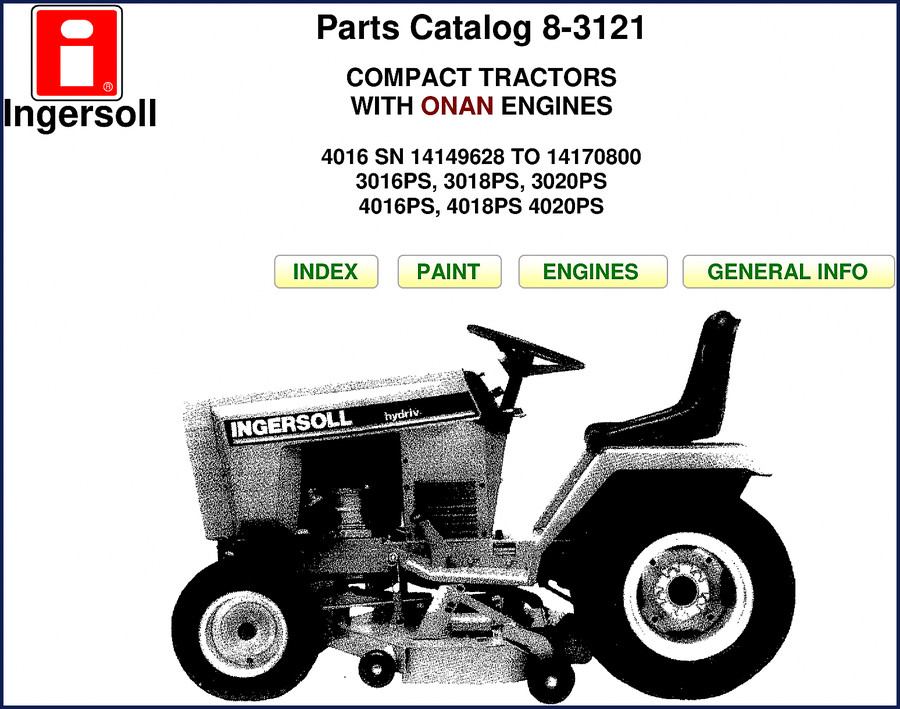 Ingersoll Rand 4016PS Parts Catalog cover - OEM factory manual for compact tractors
