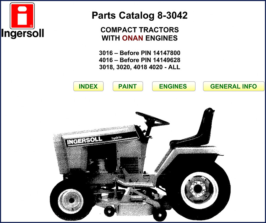 Ingersoll Rand 4018 compact tractor parts catalog cover - OEM 67-page document