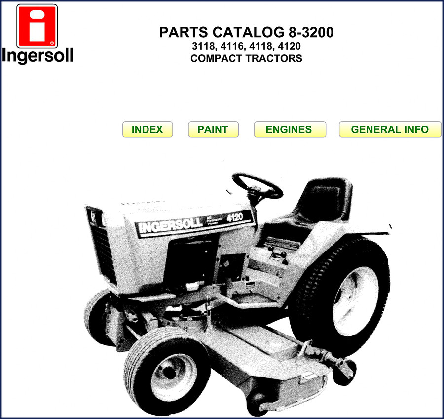 Ingersoll Rand 4120 compact tractor parts catalog cover - OEM 65-page factory manual