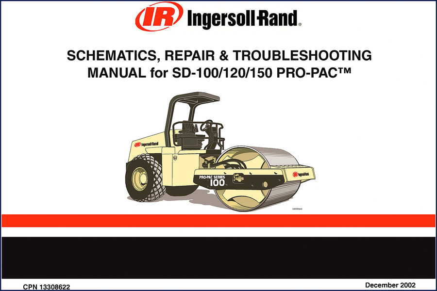 Ingersoll Rand SD-100 Pro-Pac 2002 service manual cover showing hydraulic schematics section