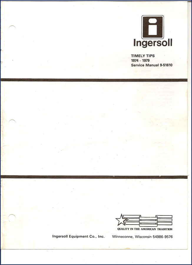 Ingersoll Rand Timely Tips Technical Manual 1974-1979 service manual cover page