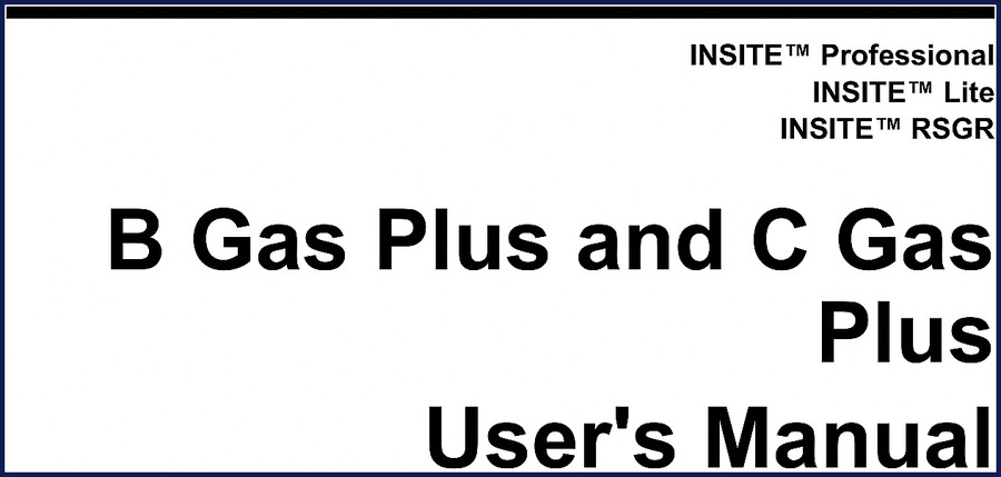 Insite B Gas Plus C Gas Plus User Manual cover 165 pages OEM factory diagnostic software guide