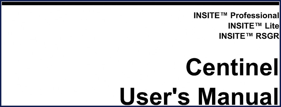 Insite Centinel User Manual cover – OEM factory diagnostic software guide for Centinel engine features