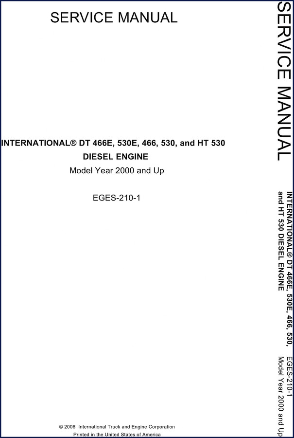 2006 service manual for International DT 466E 530E diesel engine - cover image