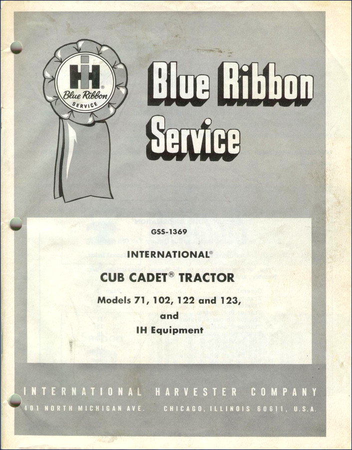 International Harvester 71 102 122 123 Service Manual – 93-page OEM factory document