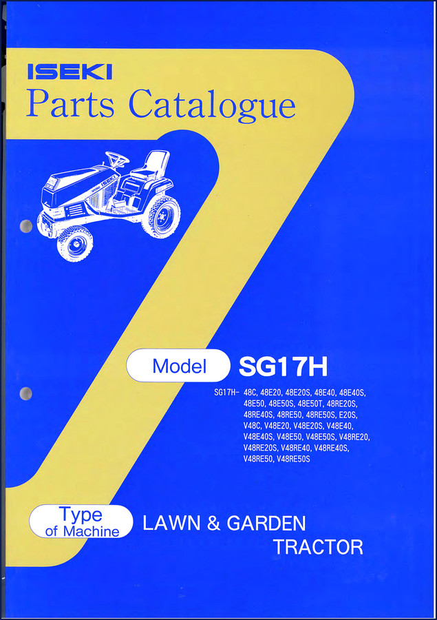 Iseki SG17H-48C tractor parts catalog cover - 189 pages factory manual