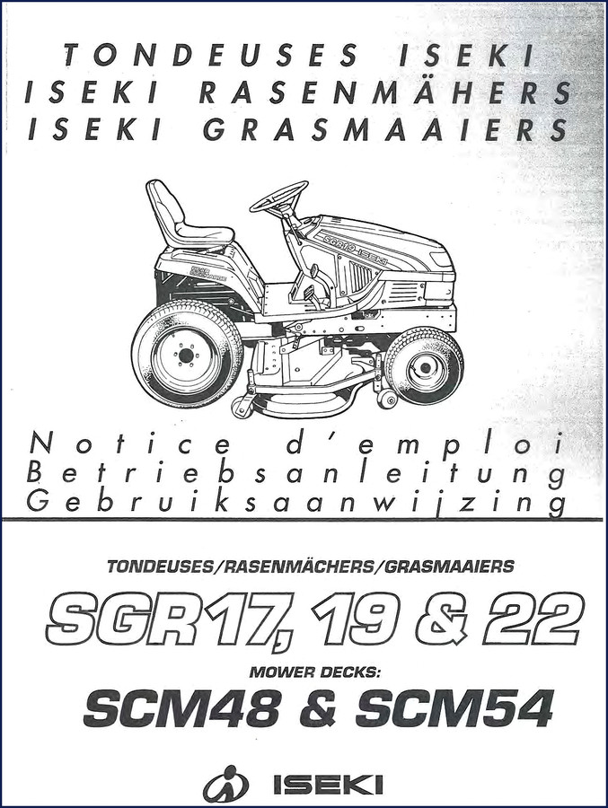 Iseki SGR17 SGR19 SGR22 Parts Catalog cover page - factory OEM manual