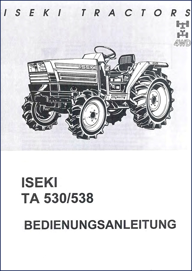 Iseki TA 530 TA 538 Operators Manual cover page factory document